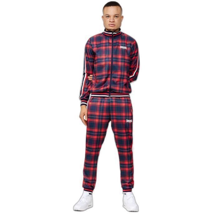 Lonsdale Survêtement homme slim fit bleu/blanc/rouge 2XL – Veste et pantalon imprimé all-over
