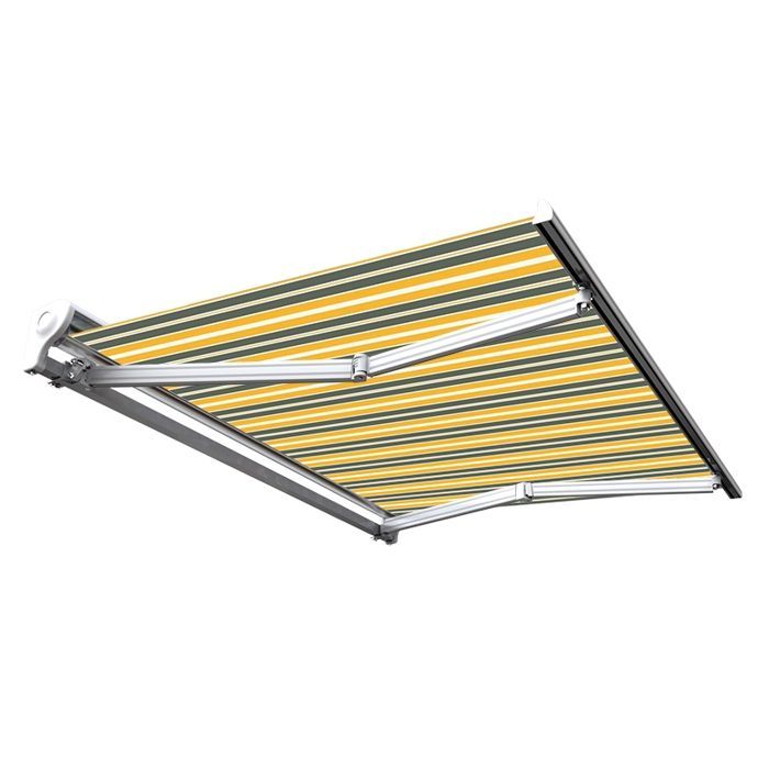 Store banne manuel Demi coffre 4 x 3 m pour terrasse - Gris jaune