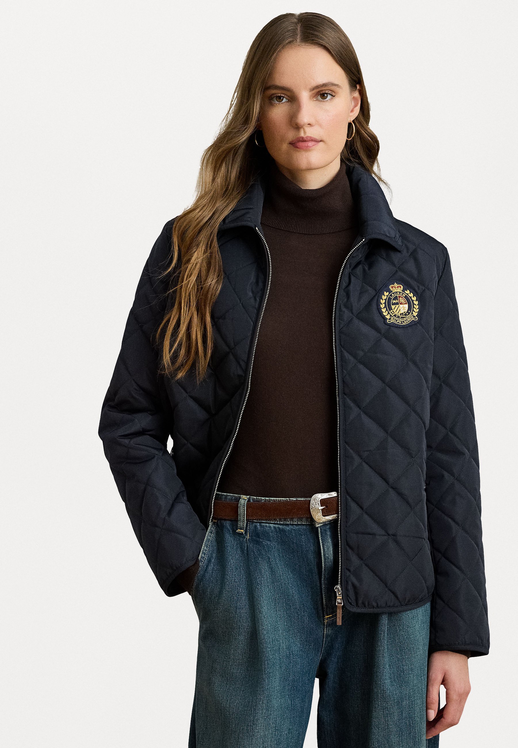 Lauren Ralph Lauren Petite CREST PATCH DIAMOND QUILTED JACKET - Helle Jacke - Dunkelblau