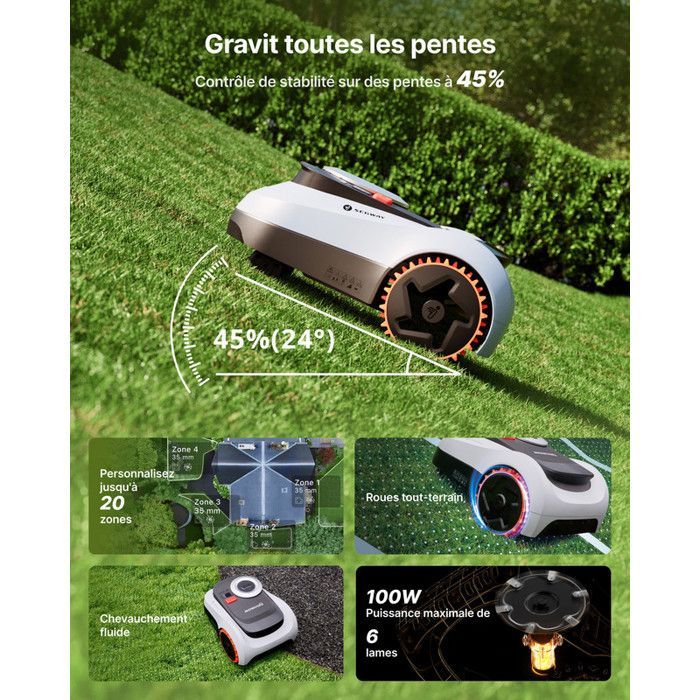 Cortador de grama robótico Segway Navimow i215 LiDAR para 1500 m² e Garagem M, LiDAR+Visão, Mapeamento Automático, Sem Fio, Sem Antena