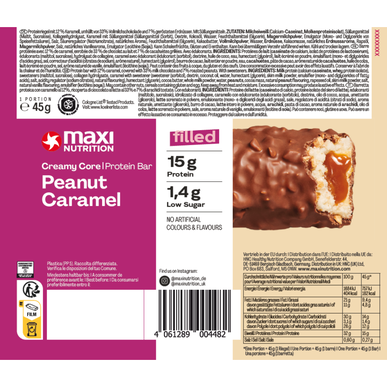 Maxi Nutrition Proteinová tyčinka s arašídy a karamelem, krémové jádro 45g 45g