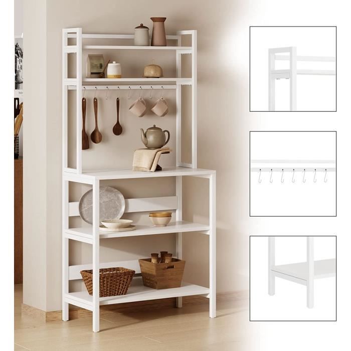 Sogeshome Étagère de cuisine, avec étagères de rangement, 80 * 40 * 170cm, Blanc