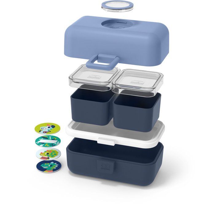 Children's Lunch Box - MONBENTO - 3 Compartments - Sans BPA - MB Tresor Bleu Infinity