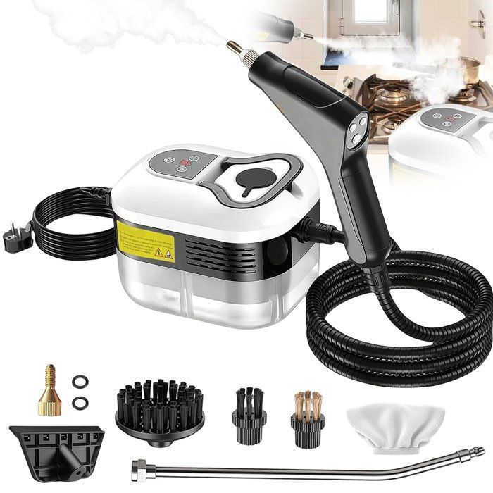 Limpiador a vapor de alta presión, 1500 W, 105 °C/3,5 bar, regulable de 1 a 6 niveles, calentamiento en 15 segundos, 1200 ml, para coche, cocina y muebles.