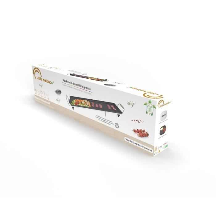 Piastra elettrica LITTLE BALANCE - Legno 90 - Superficie di cottura 90x23 cm - Rivestimento antiaderente senza PFAS - 2000 W