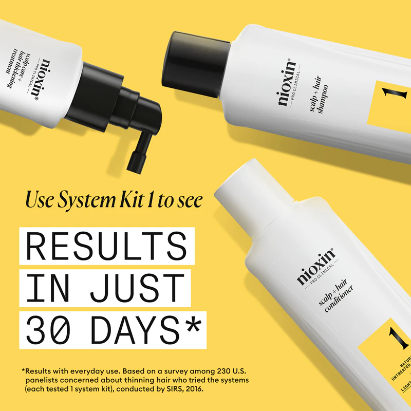 Kit de presente Nioxin System 1 para fraqueza e queda de cabelo.