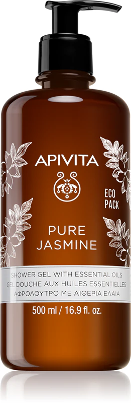 Gel de Banho Apivita Pure Jasmine, gel de banho hidratante com óleos essenciais.