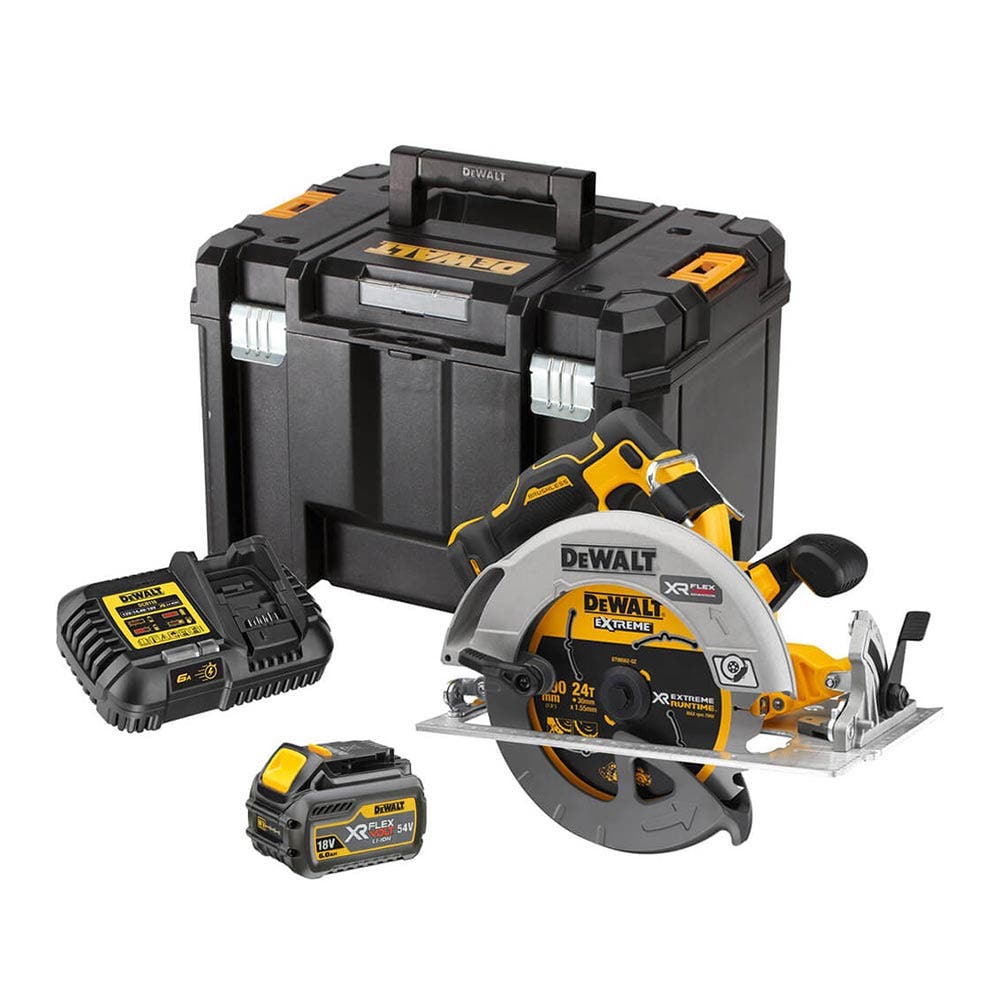 DEWALT 18 V-os szénkefe nélküli XR FLEXVOLT Advantage 6.0AH körfűrész készlet DCS573T1-XE