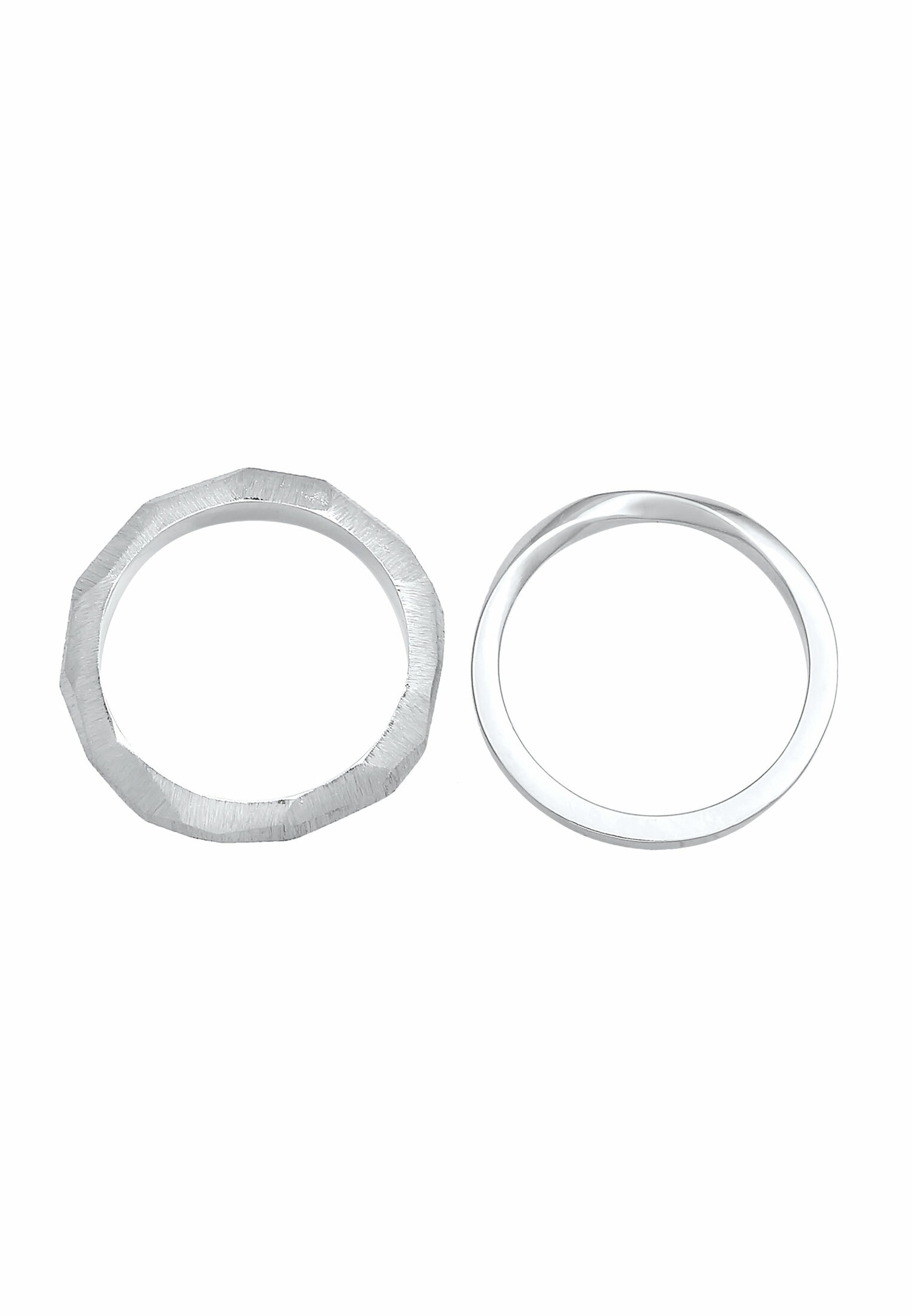 Elli PREMIUM Bague pour dames Duo Tendance de base à la structure torsadée en argent sterling 925
