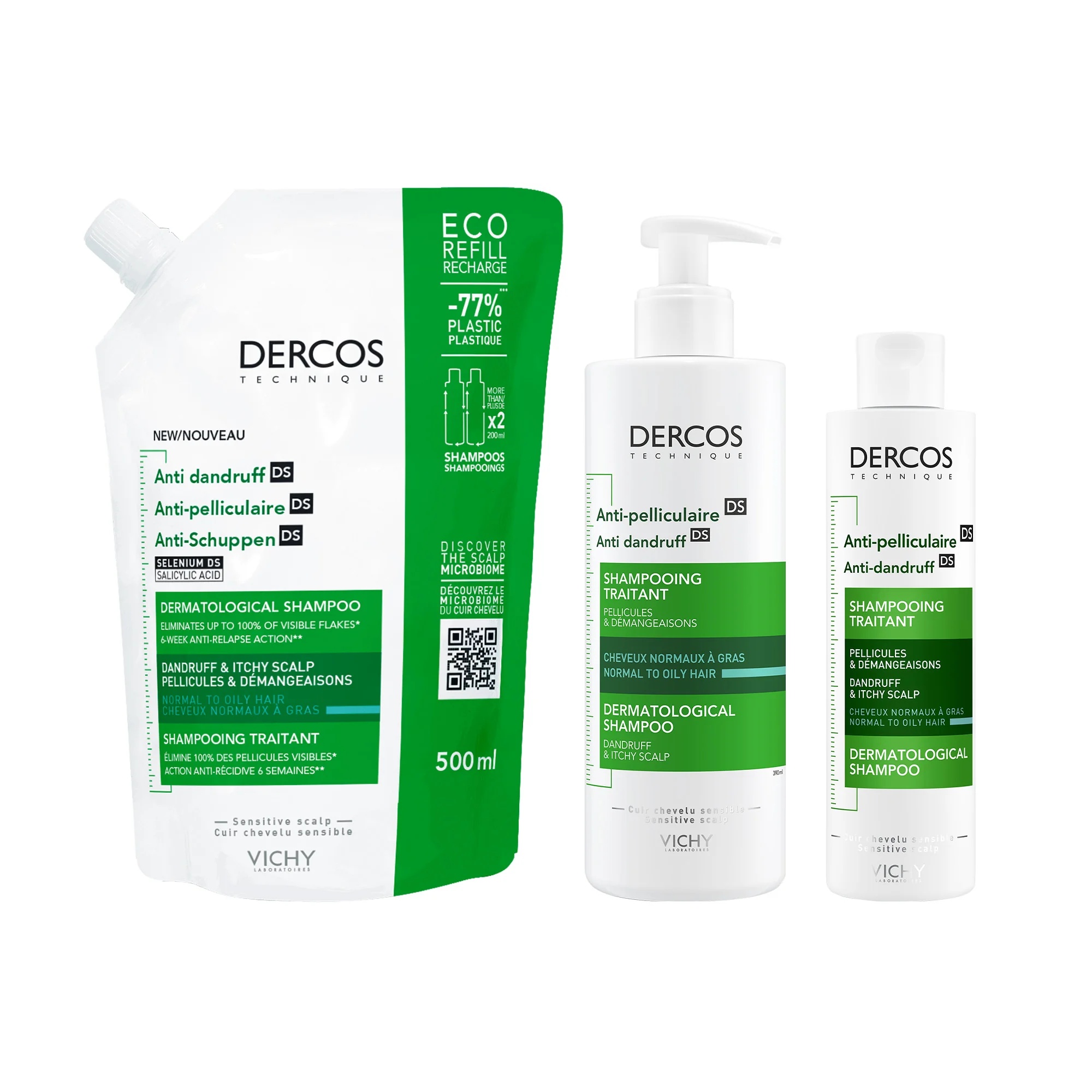 VICHY Vichy Dercos Eco anti-roosshampoo 500 ml navulling