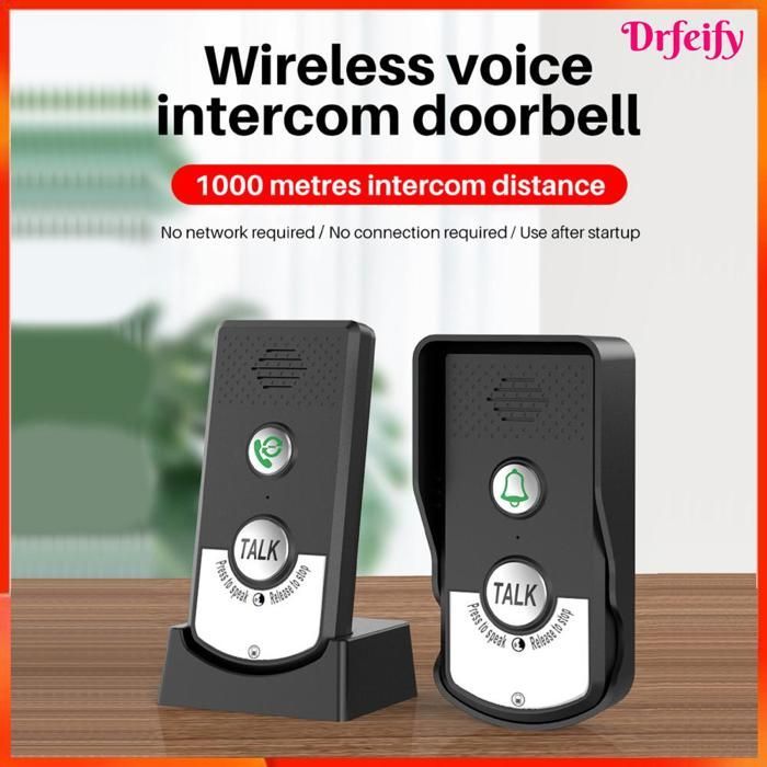 Wireless Intercom Doorbell - AKOZON - Long-Range Voice Kit - 1000m - IP54 - USB Rechargeable