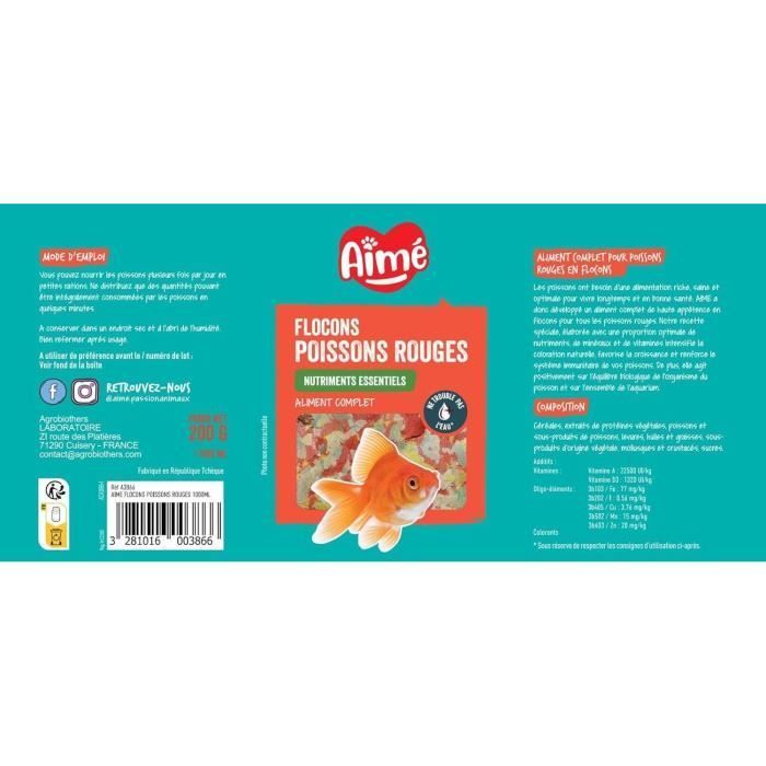 Alimento para peces - AIME - Escamas para peces dorados - 1000 ml