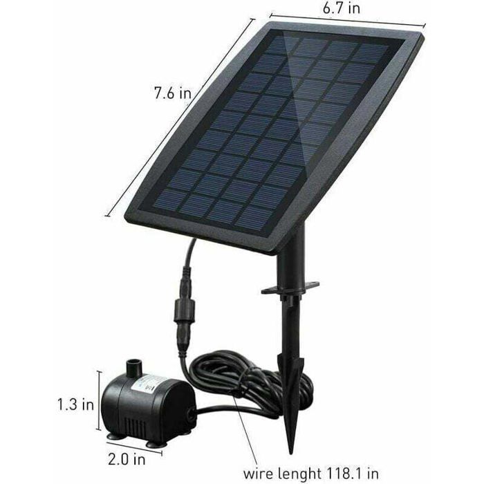 Bomba solar sin escobillas para estanques, ideal para fuentes, con un panel solar de 9 V y 2,5 W que ofrece un caudal de 200 L/h.