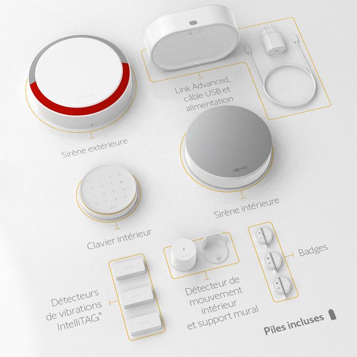 SOMFY 1875255 - Alarma doméstica avanzada Plus - Alarma doméstica inalámbrica conectada con sirena exterior y teclado - Módulo GSM -