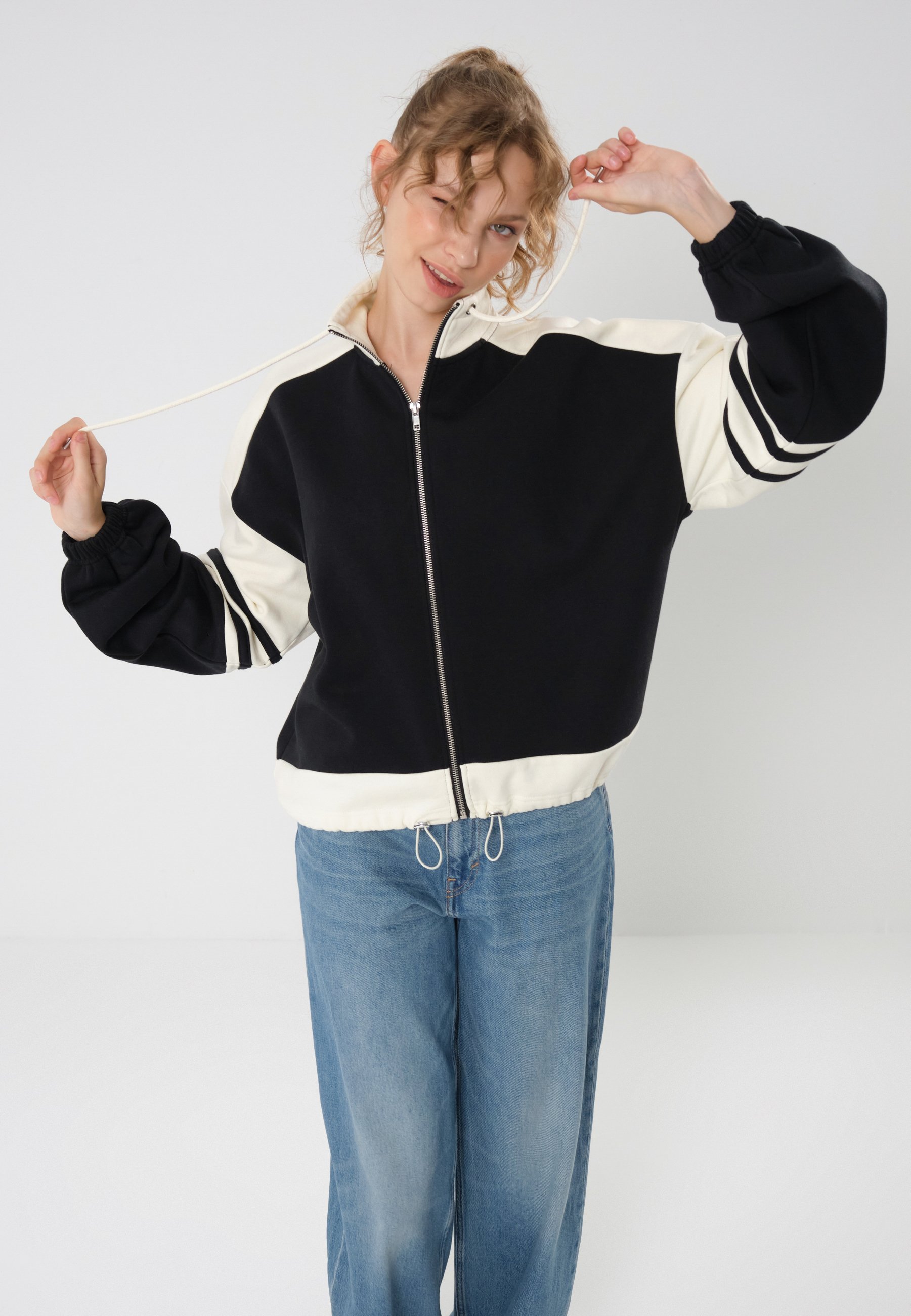 Even&Odd sweatshirt met rits - zwart