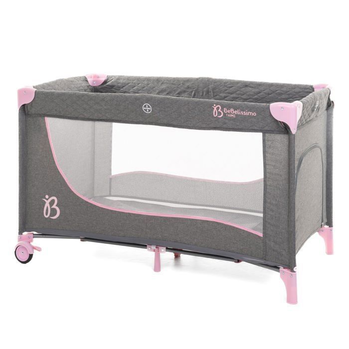 BEBELISSIMO - Lettino da viaggio per neonati - culla - dalla nascita - per la notte - letto pieghevole - 2 livelli - rosa