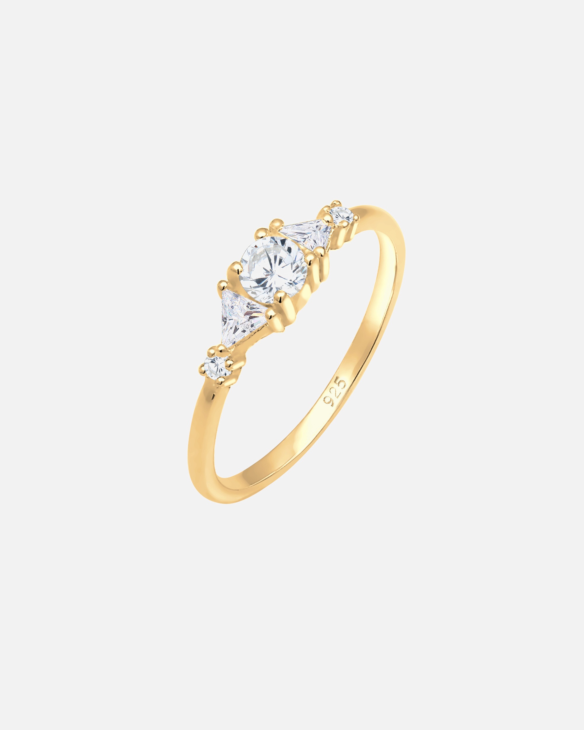 Elli PREMIUM Elli PREMIUM Bague Femmes Filigrane Géo étincelant avec cristaux de zirconium en argent sterling 925 plaqué or