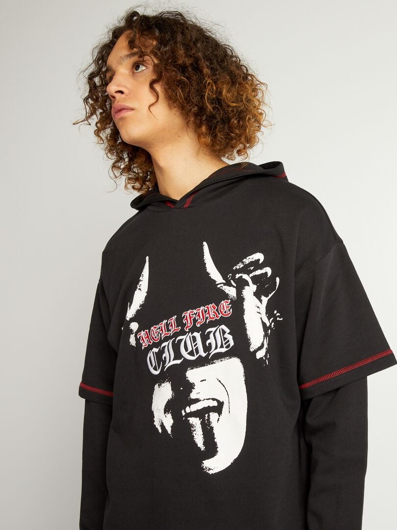 Moletom 2 em 1 'Stranger Things' e camiseta - PRETO
