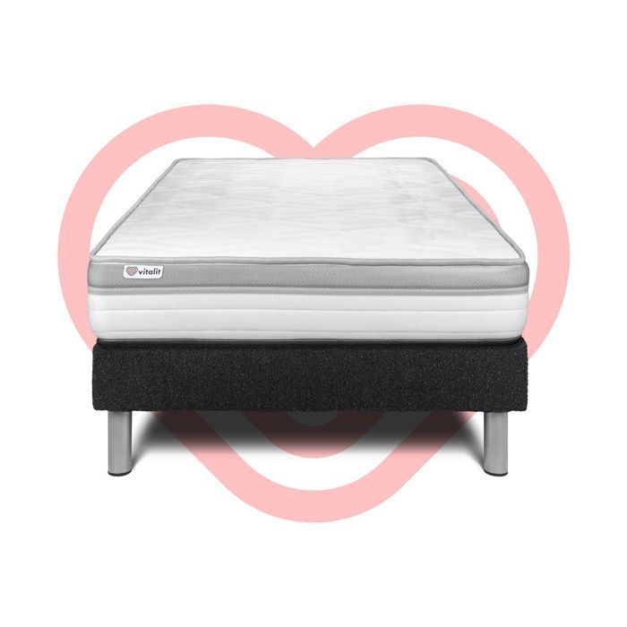 Ensemble Matelas Sommier 90x200 cm - Vital Relax Noir