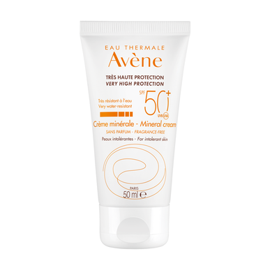 Avène Sun Care Mineral Cream Hajusteeton SPF50 Aurinkosuojavoide mineraalivoide reagoivalle iholle 50ml