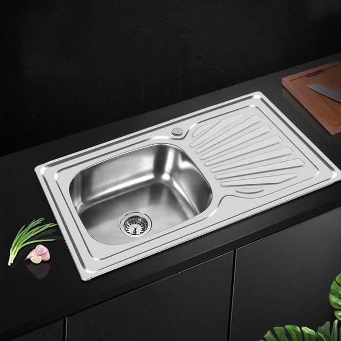 Évier INOX DE CUISINE 1 BAC ET PLAQUE DE FILTRE À EAU ENCASTRABLE ÉVIER POUR CUISINE