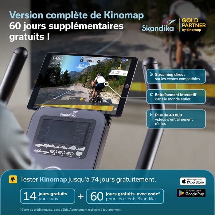 Skandika Cykling P10 Connected Exercise Bike - 32 Resistance Levels - Kinomap, Zwift - 10 kg Flywheel - 13 Programs