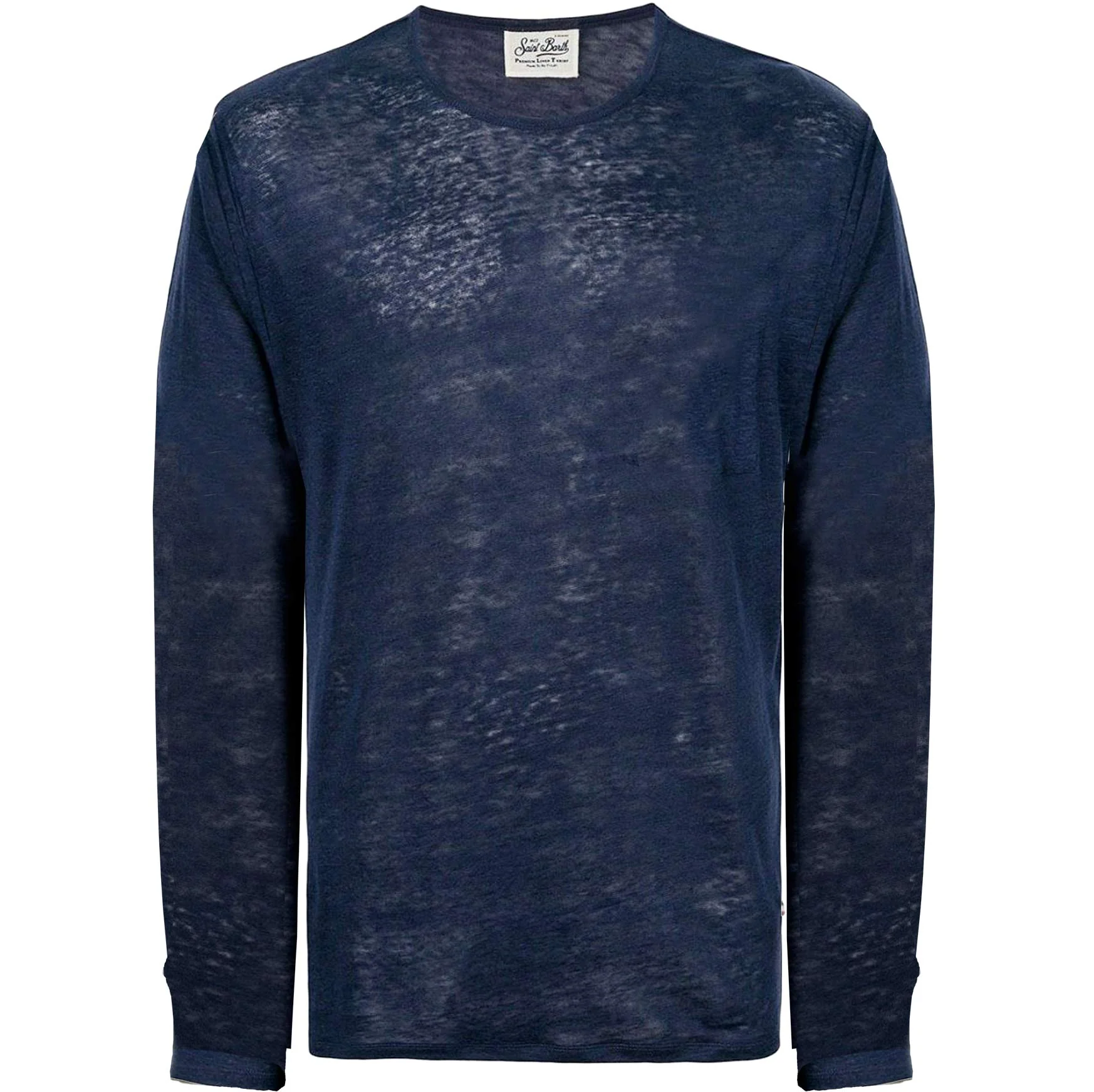 Marineblauwe linnen T-shirt voor heren