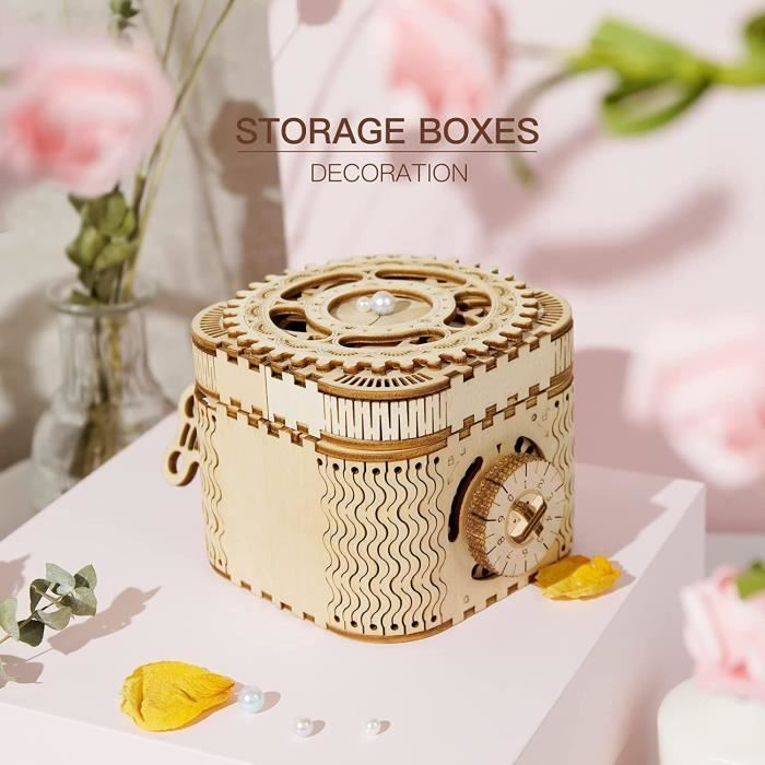 MARSEE Puzzle en Bois Maquette 3D Casse Tête Taillé au Laser - Boîte à Trésors Modèle Mécanique - Construction Jeu Bois Adulte
