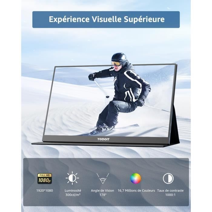 Yodoit Portable Monitor - 15.6 inches - FHD 1920x1080 - IPS Monitor - Built-in Speakers