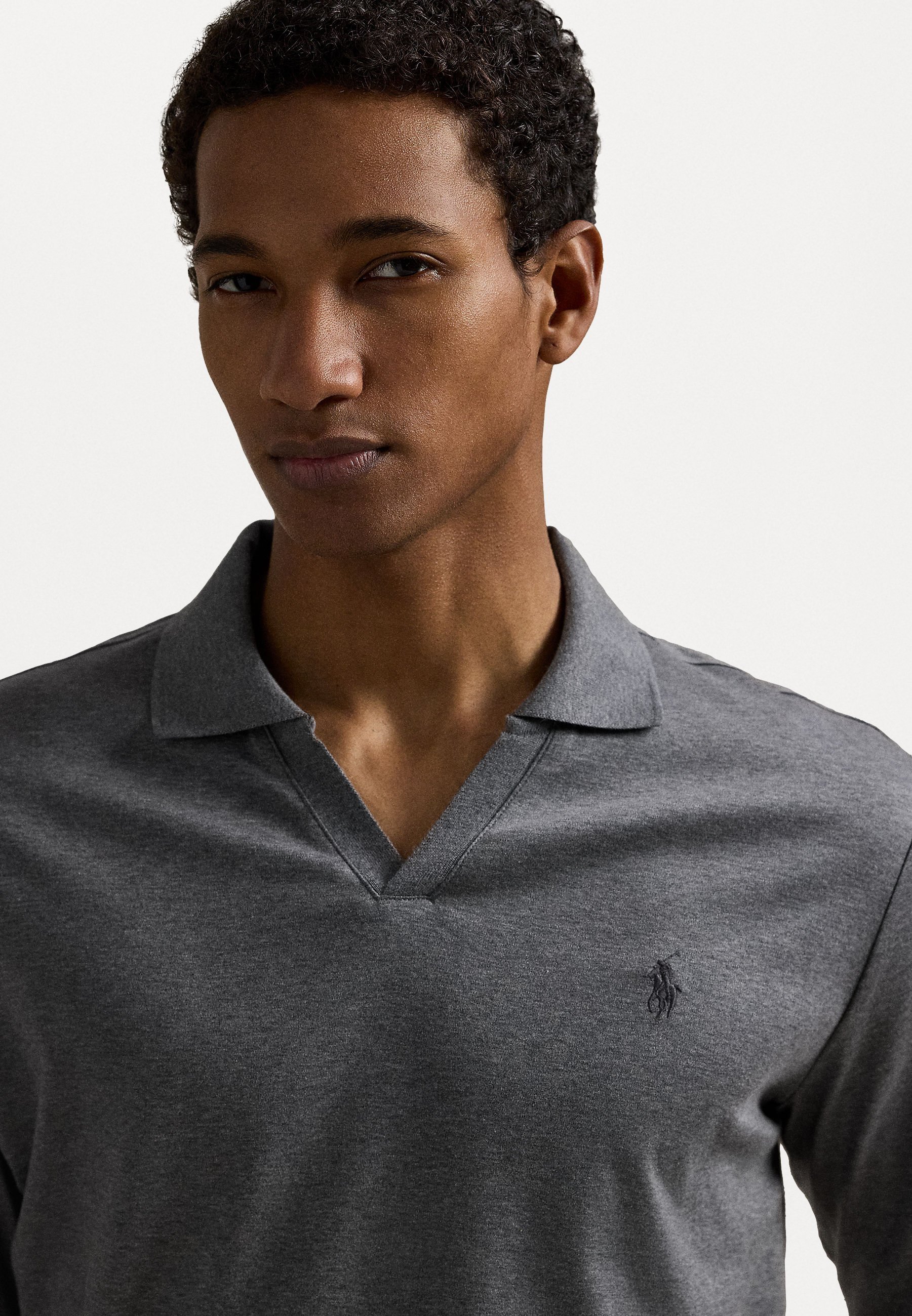 Polo Ralph Lauren CUSTOM SLIM SOFT COTTON POLO SHIRT - Haut à manches longues - Gris chiné forteresse