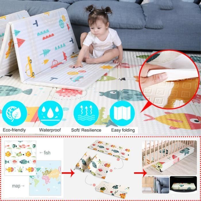 Alfombra de suelo para bebé, de espuma impermeable, plegable, de doble cara, alfombra para bebés/niños.