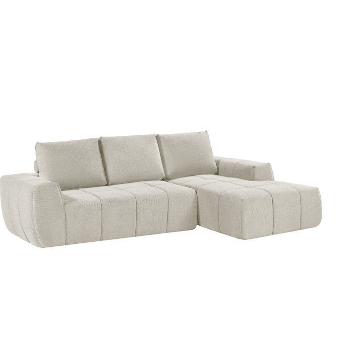 Sofá modular comprimido de 3 plazas - JOAQUIM - Tela color crema beige - 255 x 162 x 86 cm