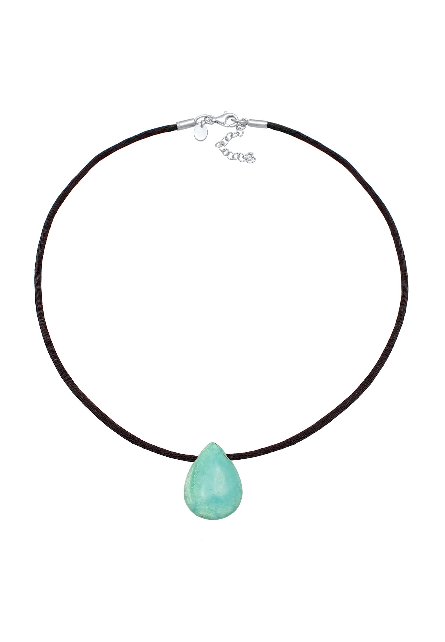 Elli PREMIUM Elli PREMIUM Collier Femmes Choker Goutte Pendentif Satin avec Turquoise pierres précieuses en argent sterling 925
