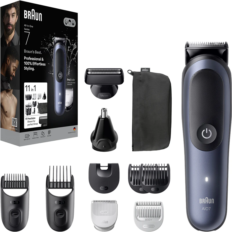 Conjunto de cuidados pessoais Braun All-In-One Series 7 AIO7540 11 em 1 para cabelo, barba e corpo