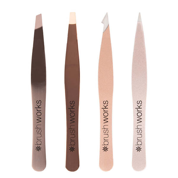 Brushworks 4-teiliges Kombinationspinzetten-Set – Gold