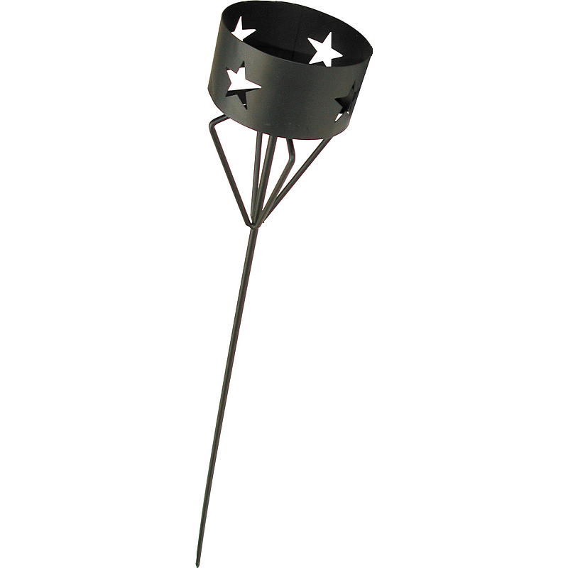 Hjemme lommelygteholder 76 cm med jordspyd sort