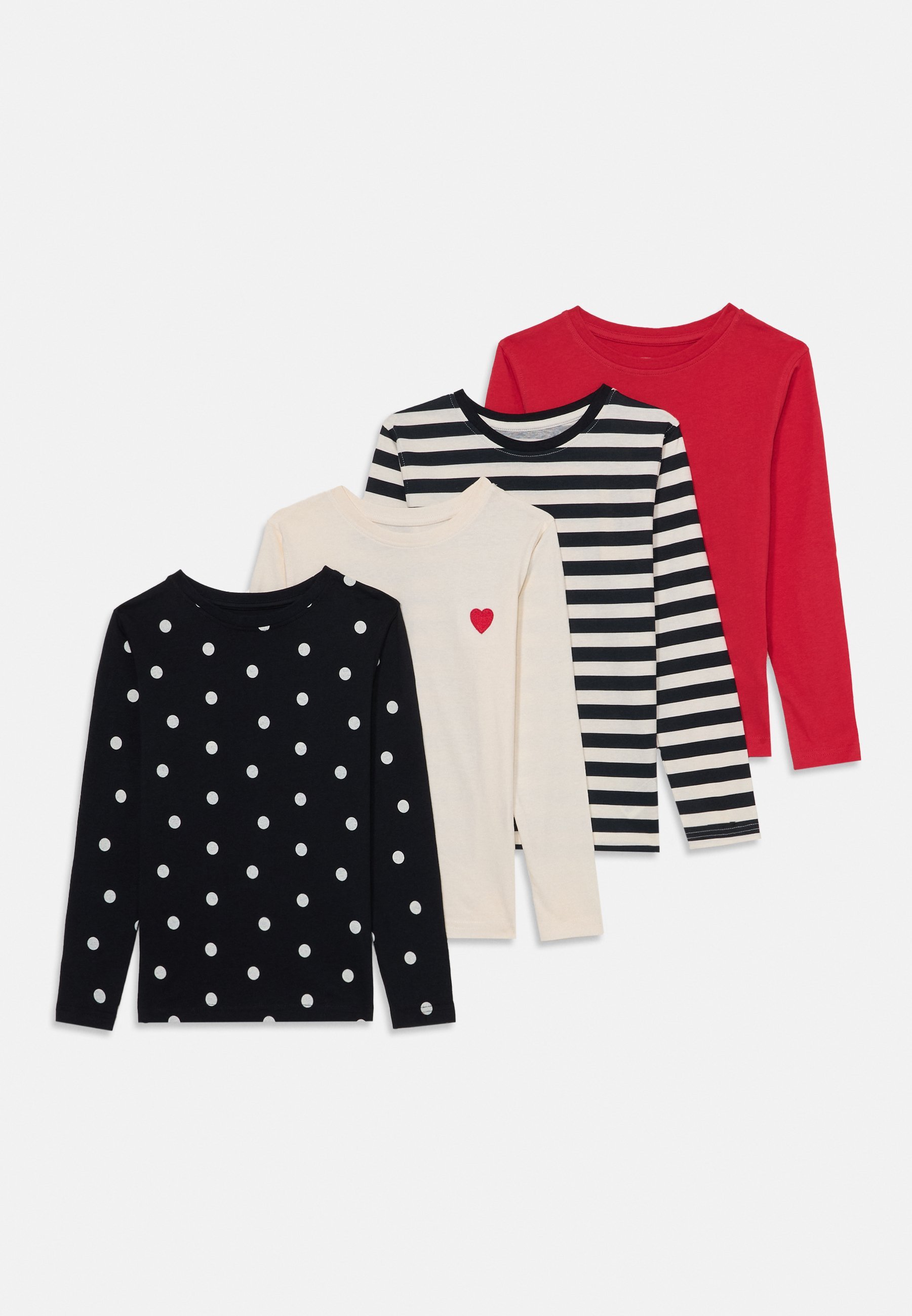 Friboo Confezione da 4 - Maglia a maniche lunghe - bianco sporco/rosso/nero