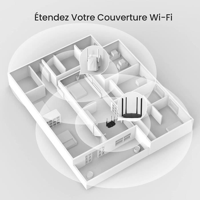 Répéteur Wi-Fi 750 Mbps - Tenda - A15 - Dual-band 2.4/5 GHz - Couverture 120 m² - Montage mural