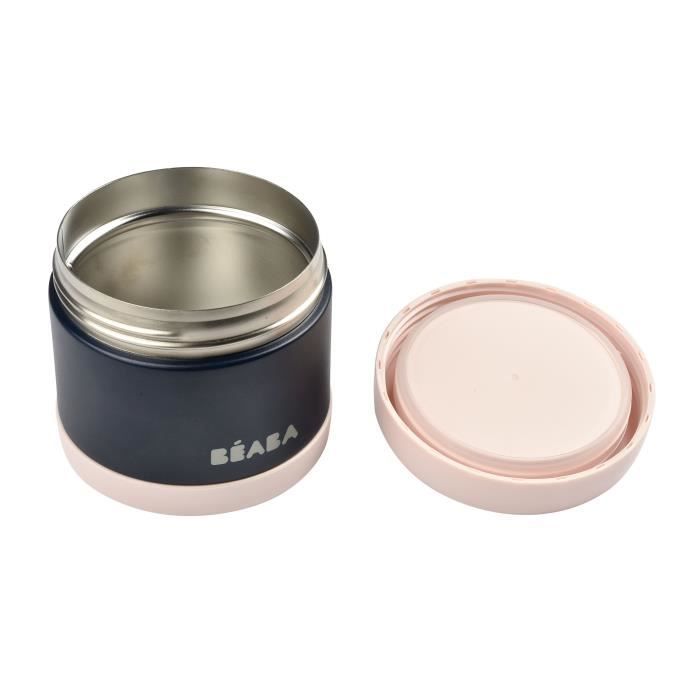 Recipiente térmico de acero inoxidable Béaba Portion para almacenar alimentos, color azul y rosa, 500 ml.