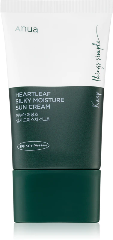 Anua Heartleaf Silky Moisture Sun Cream Creme de dia intensamente hidratante FPS 50+