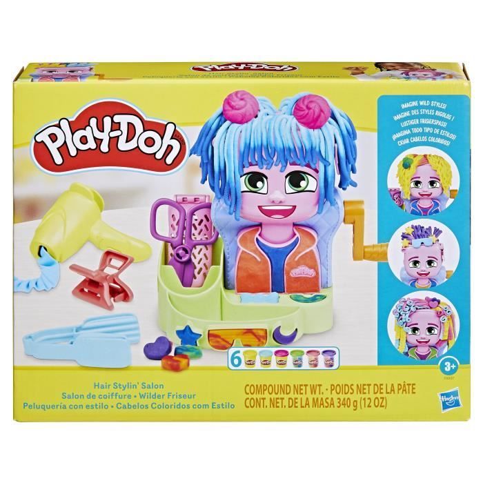 Play-Doh Salon de coiffure, coffret de pâte à modeler avec 6 pots, Classique, dès 3 ans