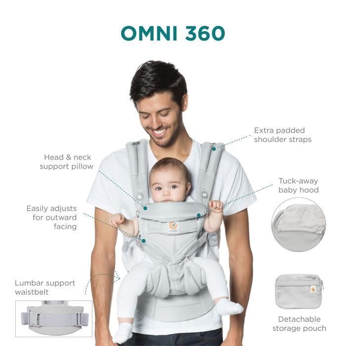 Porte-bébé Ergobaby Cool Air Omni 360 Kaki Vert - À partir de la naissance - 4 positions