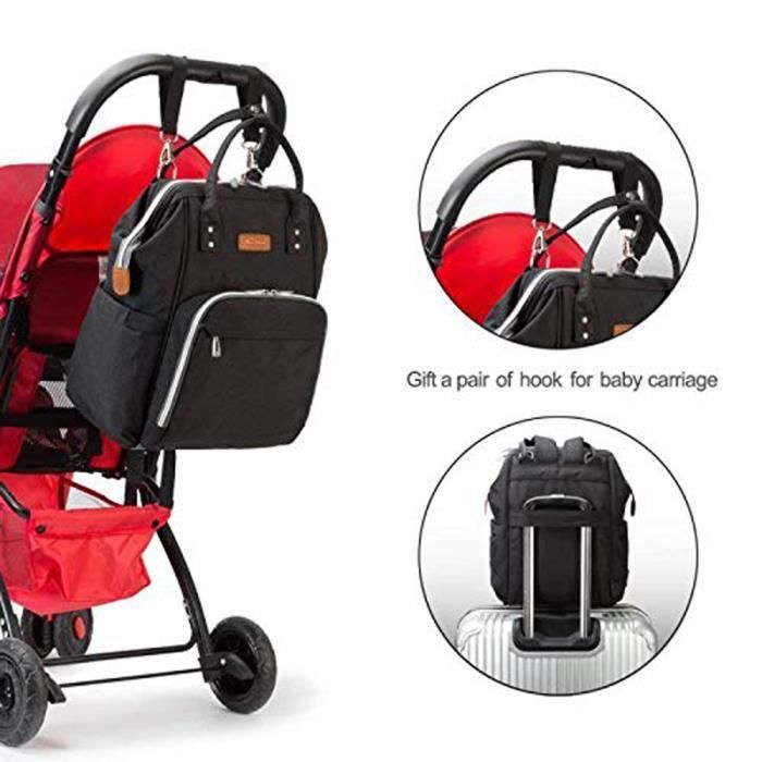 Mochila para pañales de bebé - JASENX - Uso diario - Negra - Unisex - Al hombro - 0 meses - Recién nacido