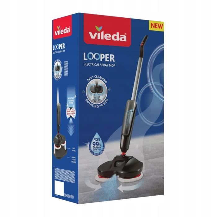 Mop électrique - Vileda - Looper - Sans fil - Pliable - 1,5 kg