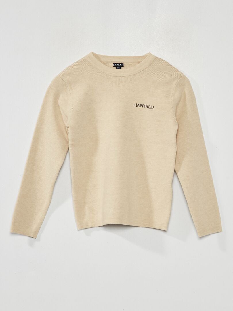 Trui met lange mouwen van jersey - BEIGE