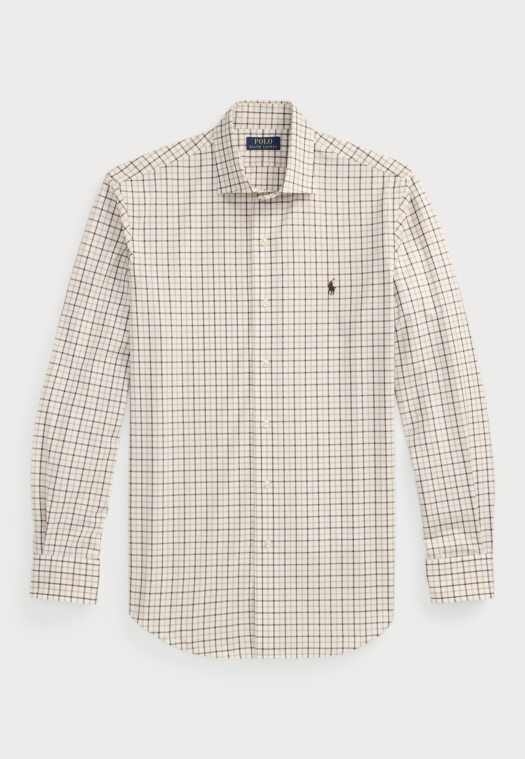 Polo Ralph Lauren CUSTOM FIT PLAID STRETCH POPLIN SHIRT - Shirt - crème/bruin