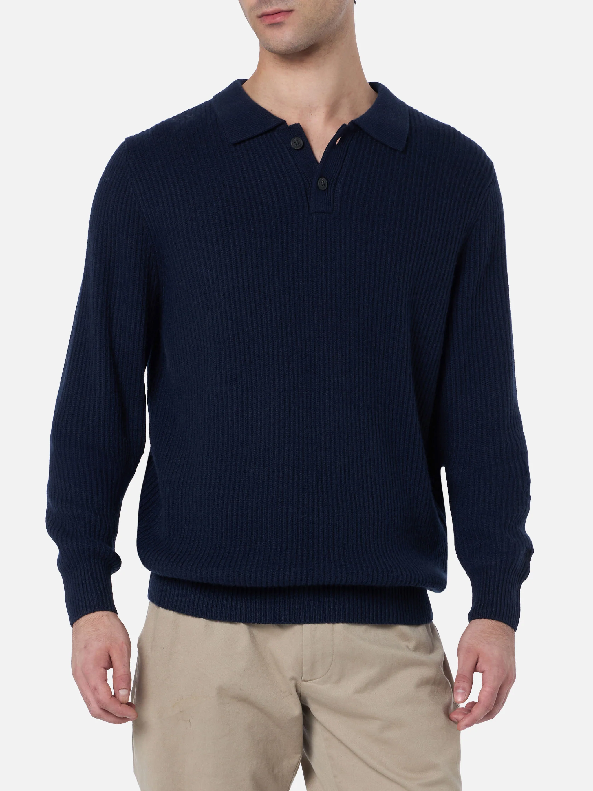 Downing herentrui met ribbels in marineblauw