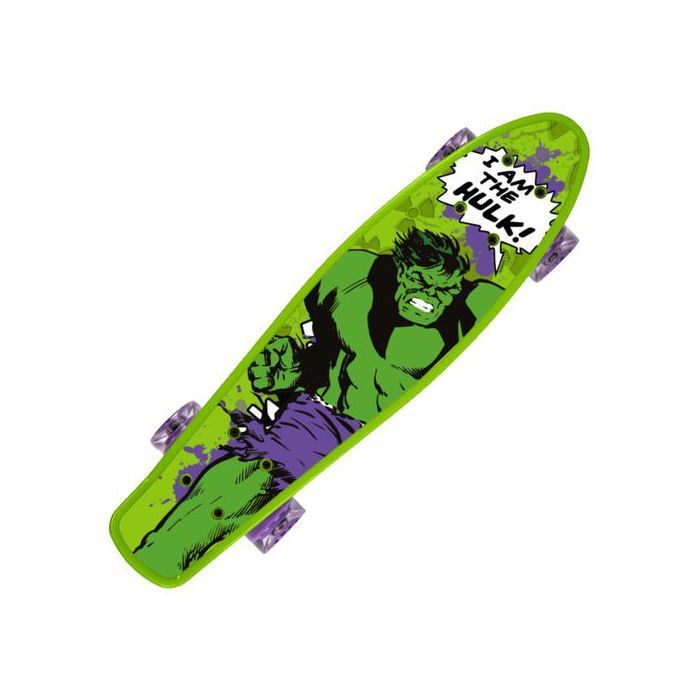 MARVEL Avengers HULK Fish Skateboard for children, 55 cm, non-slip deck, stable for children weighing 20 to 50 kg
