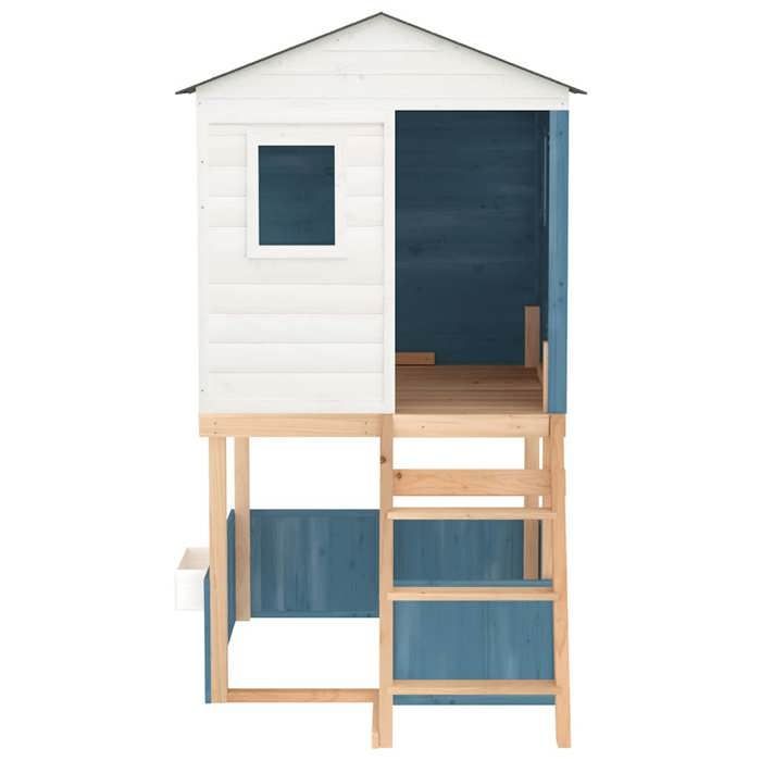 vidaXL Aire de jeux d'extérieur blanc et bleu bois massif de sapin, aire de jeux, ensemble de jeu en bois 3376143