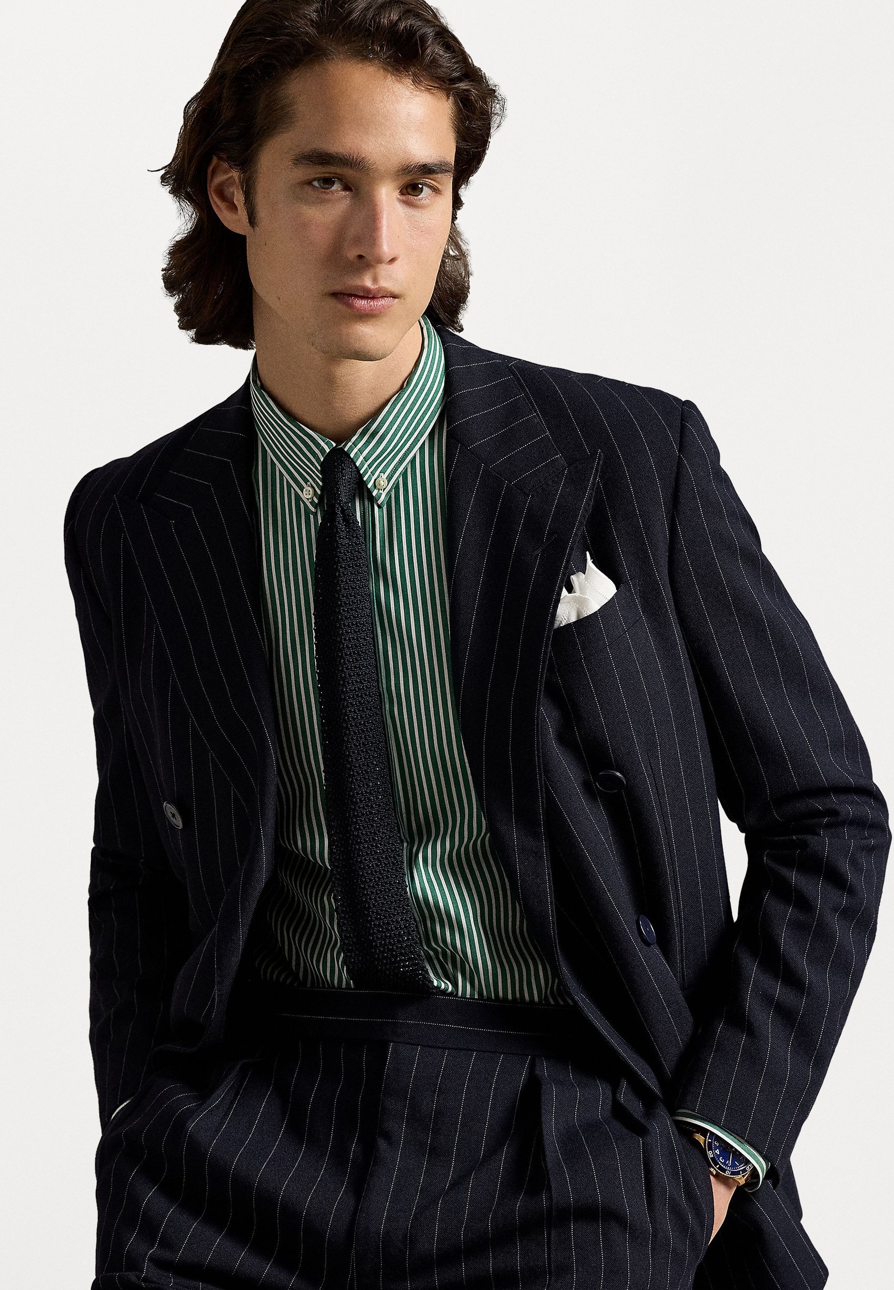 Camicia Polo Ralph Lauren slim fit a righe in popeline elasticizzato - Camicia - new forest/white